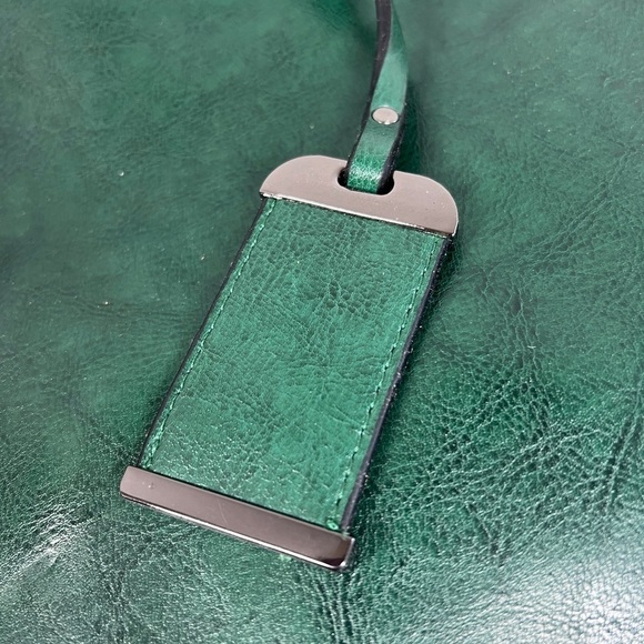 FLO-MOTOR Waxing Leather Bucket Bag Double Strap Shoulder/Handbag Green - Picture 3 of 6